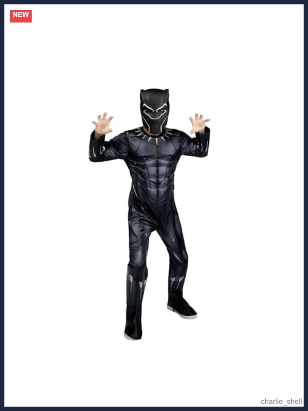 Marvel Black Panther Deluxe Kids Superhero Halloween Costume Jumpsuit Mask